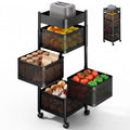 Estante giratorio para verduras negro de 5 niveles con ruedas - Jupplies