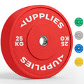 Disco olimpico bumper rojo de 25 kg con buje de acero - Jupplies