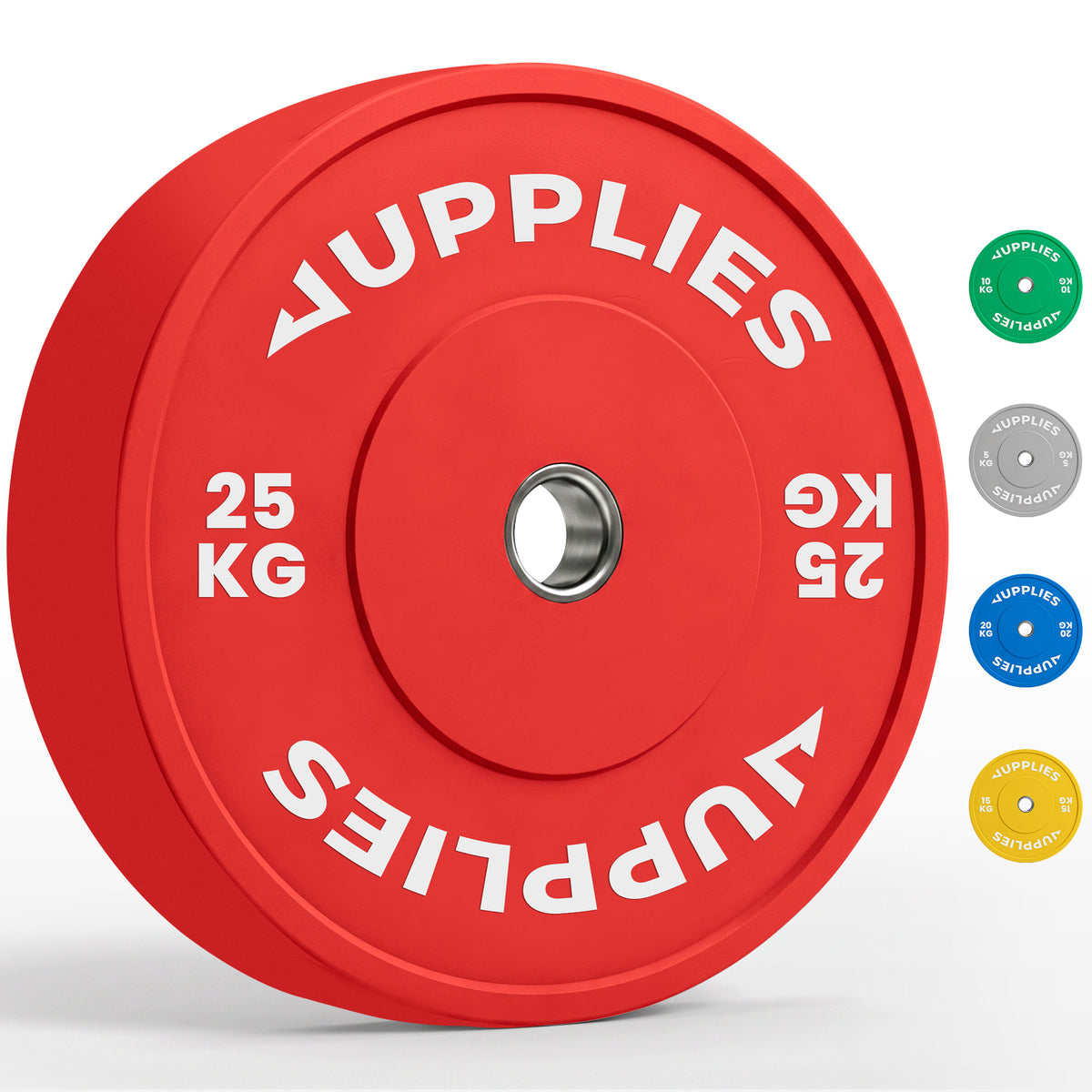 Disco olimpico bumper rojo de 25 kg con buje de acero - Jupplies