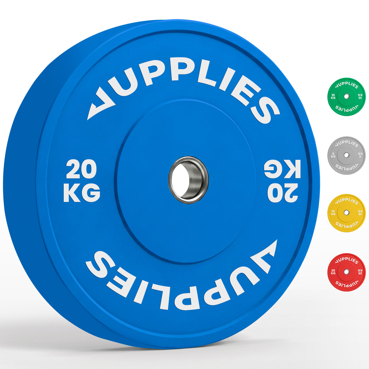 Disco olimpico bumper azul de 20 kg para barra de 50 mm