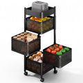 Organizador giratorio de cocina negro con cestas de malla metalica