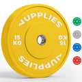 Disco olimpico bumper amarillo de 15 kg de goma