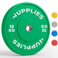 Disco olimpico bumper verde de 10 kg para halterofilia