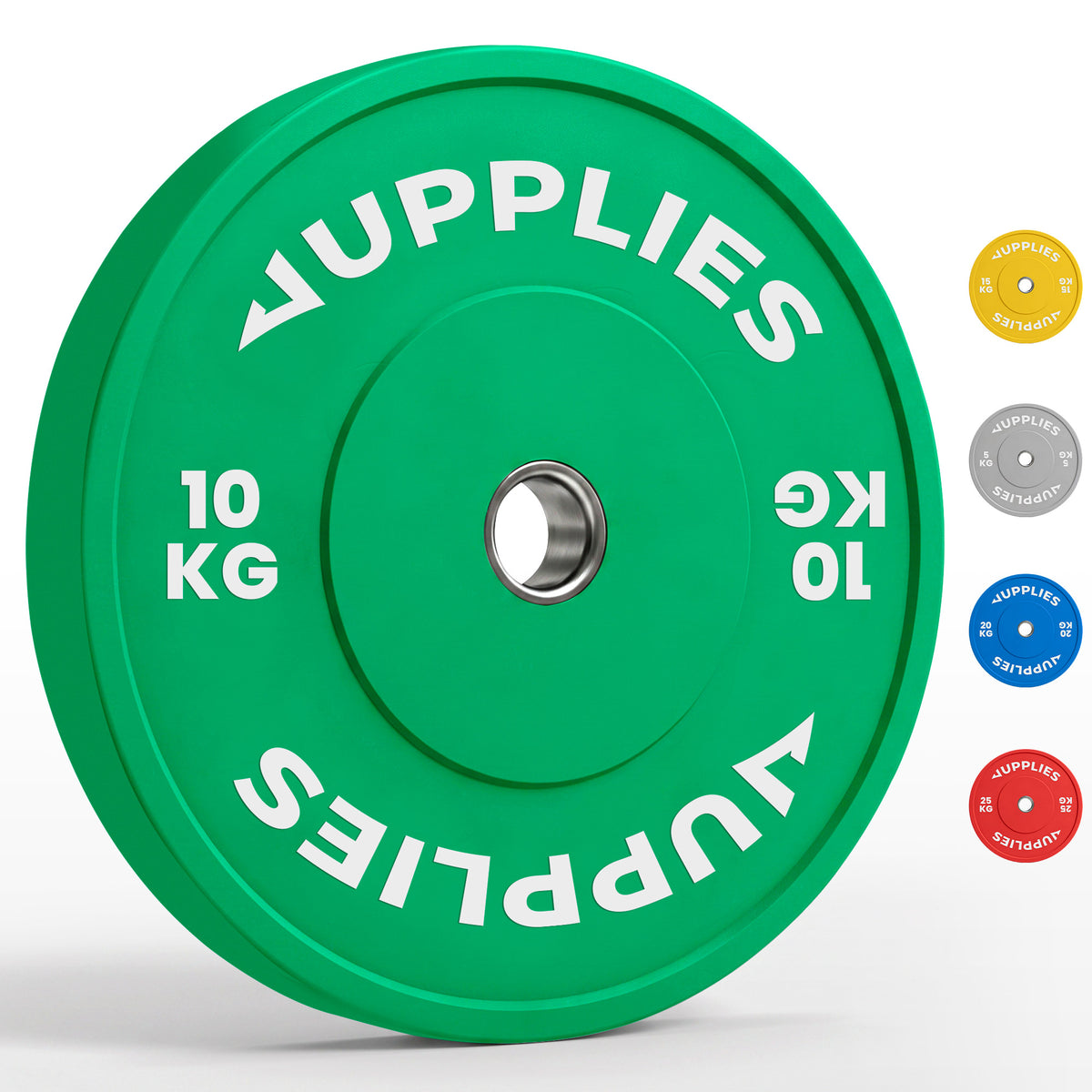 Disco olimpico bumper verde de 10 kg para halterofilia