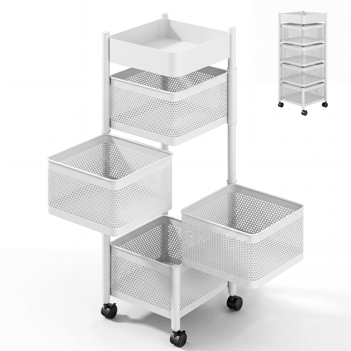 Carrito organizador blanco giratorio 360 grados