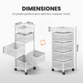 Estante giratorio blanco con productos de despensa organizados