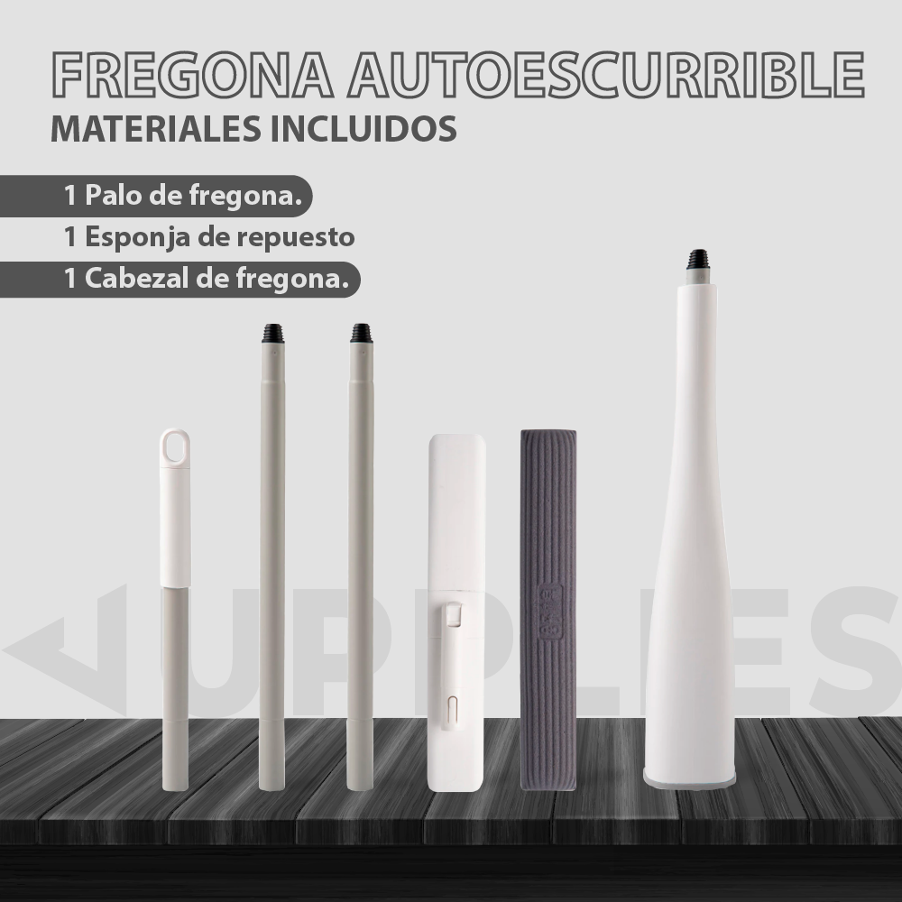 Fregona de fibra autoescurrible  con recambios - Jupplies