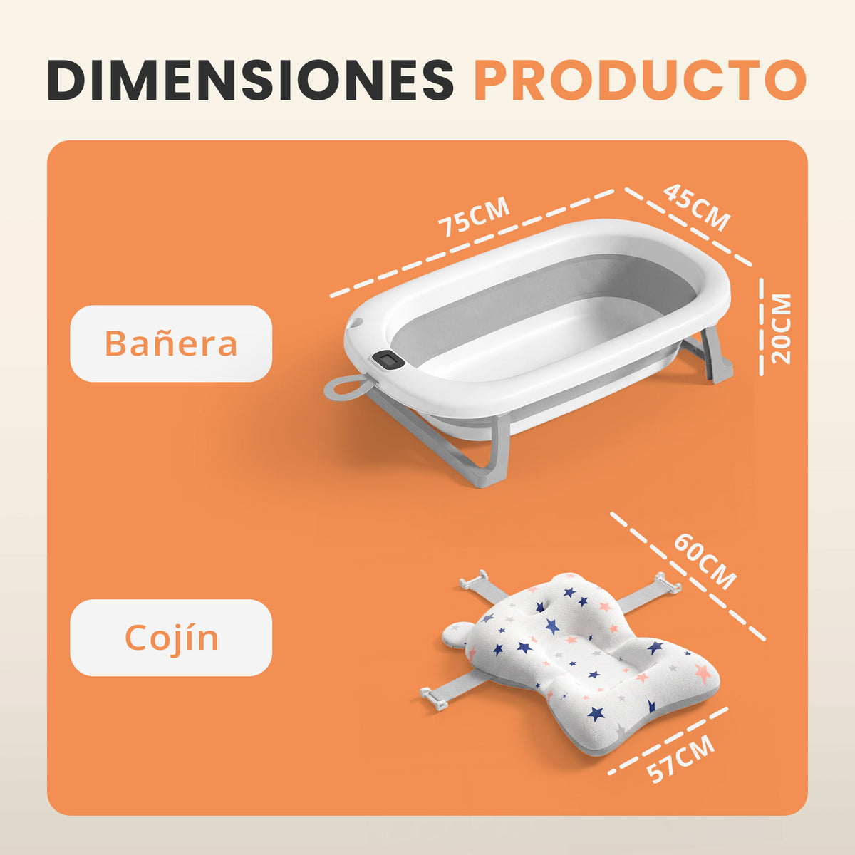 VIP - Banera plegable bebe con termometro