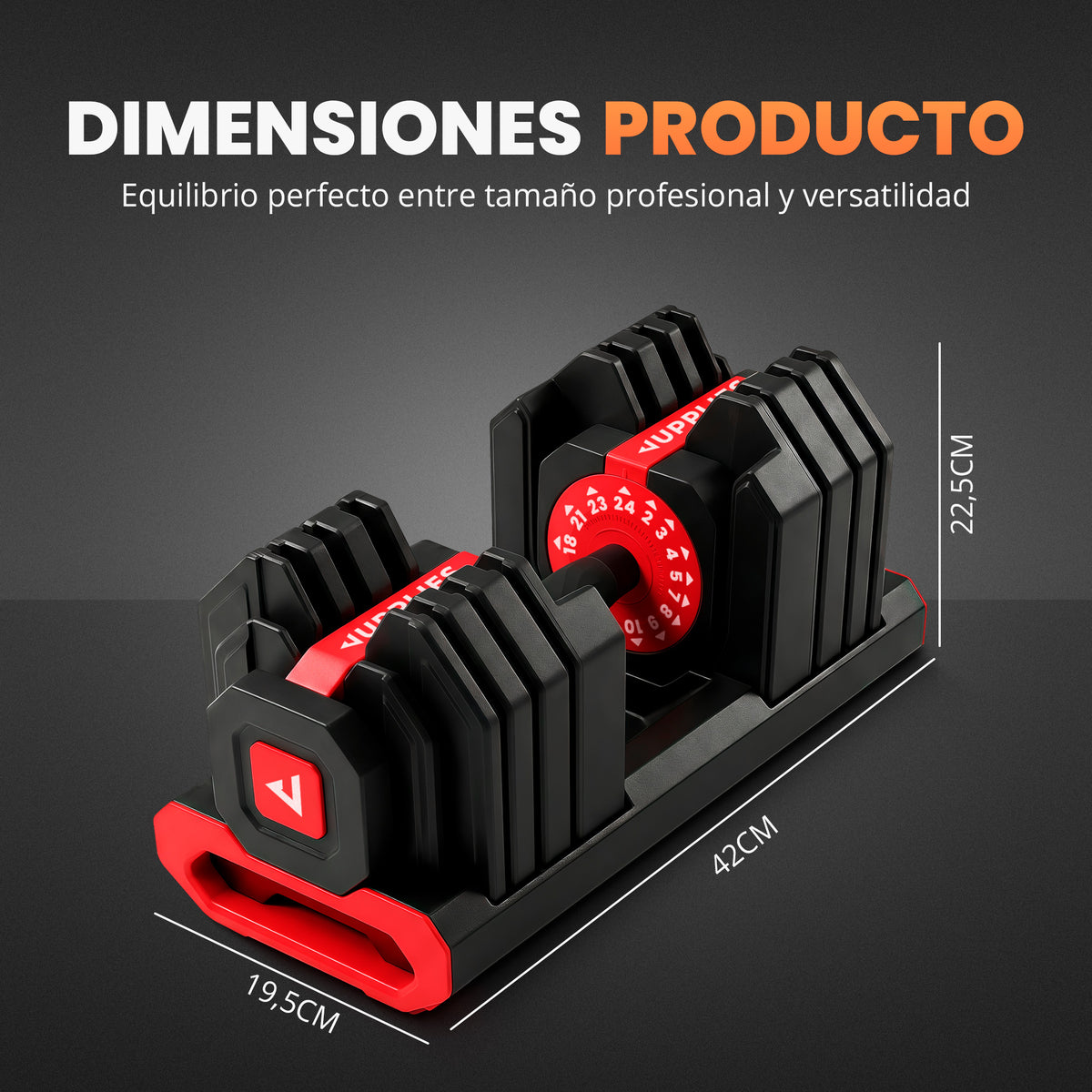Mancuerna ajustable profesional 2,5kg a 24kg