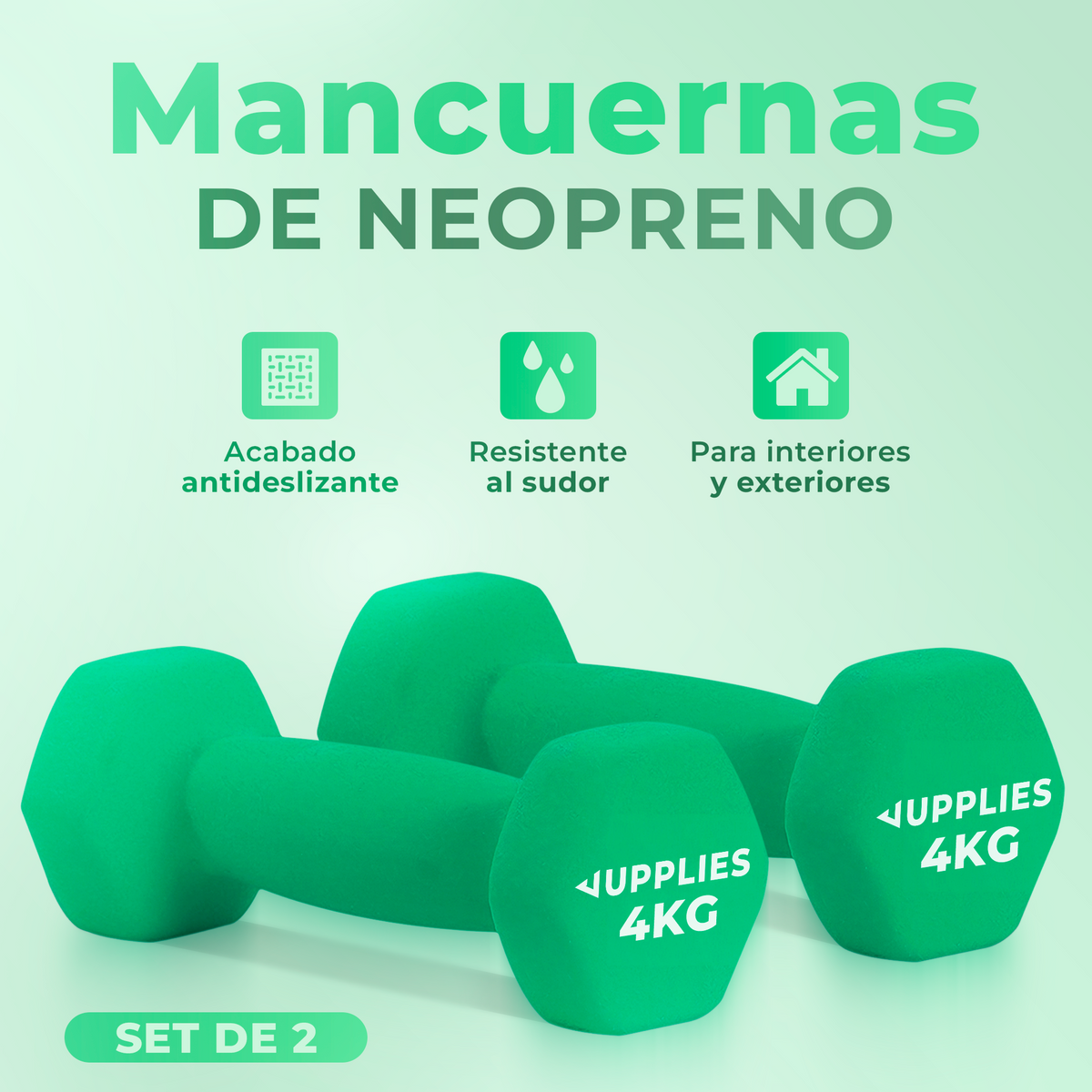 Mancuernas de neopreno - pack de 2
