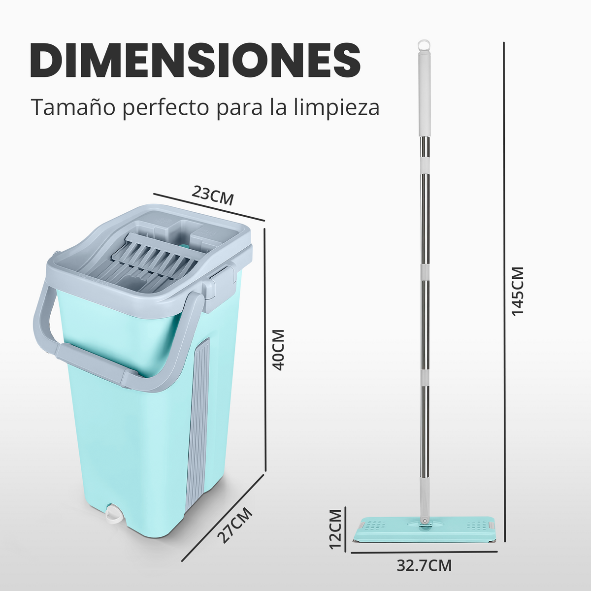 Set de mopa plana con cubo doble y repuestos de microfibra