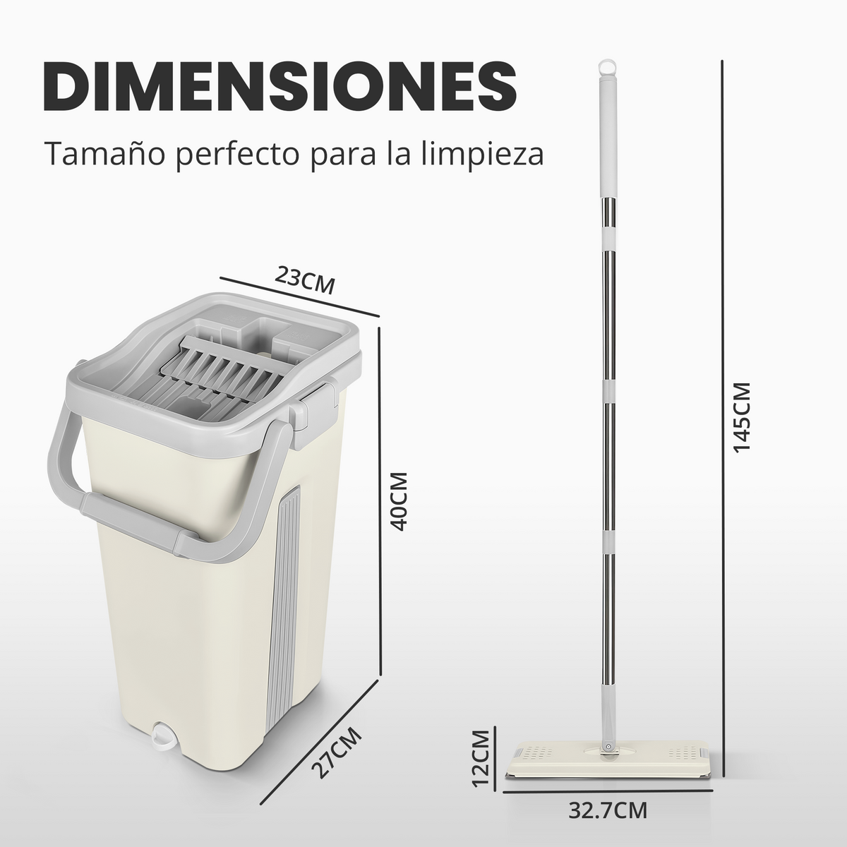 Set de mopa plana con cubo doble y repuestos de microfibra