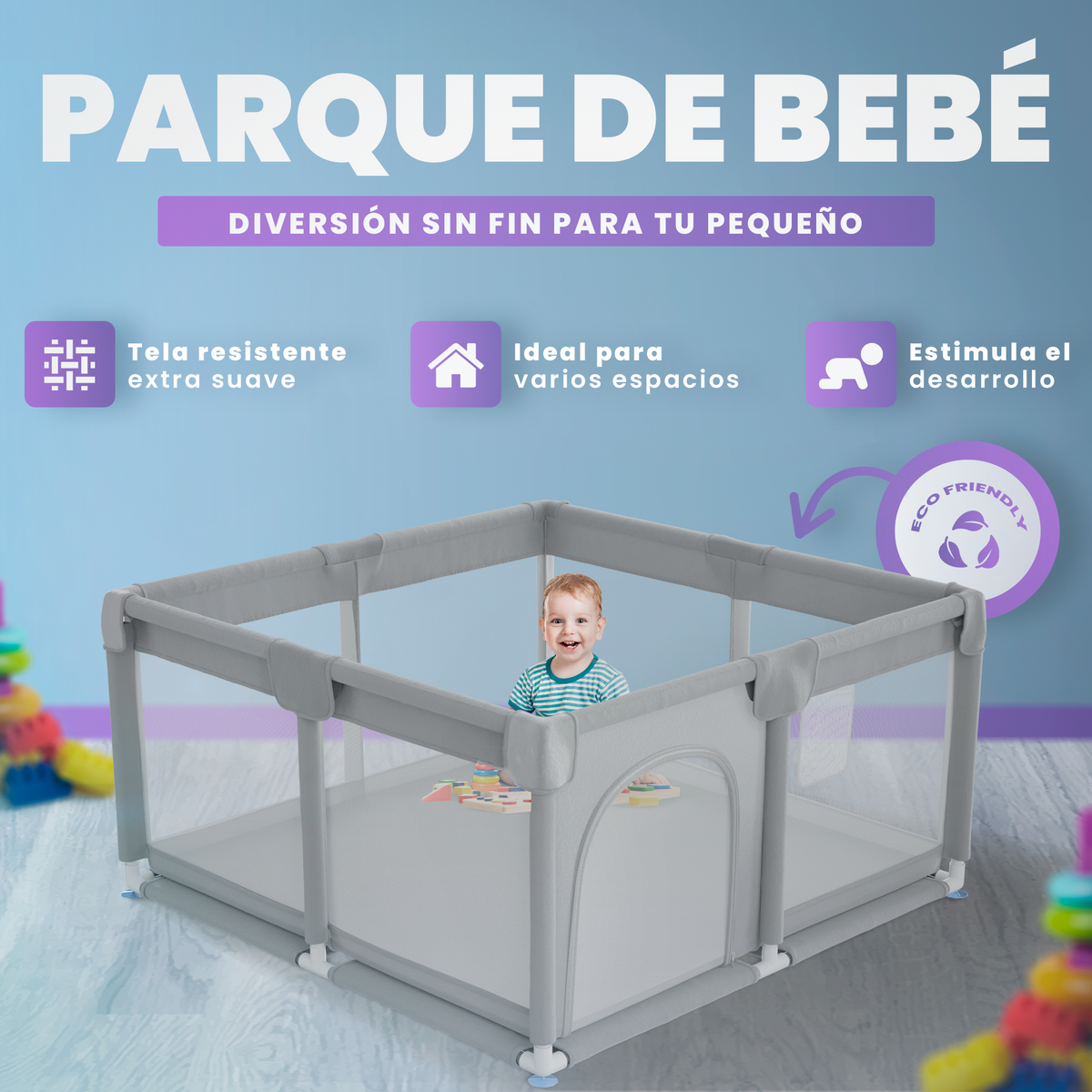 Parque infantil para bebé 120x120 cm económico y plegable | sin adicionales