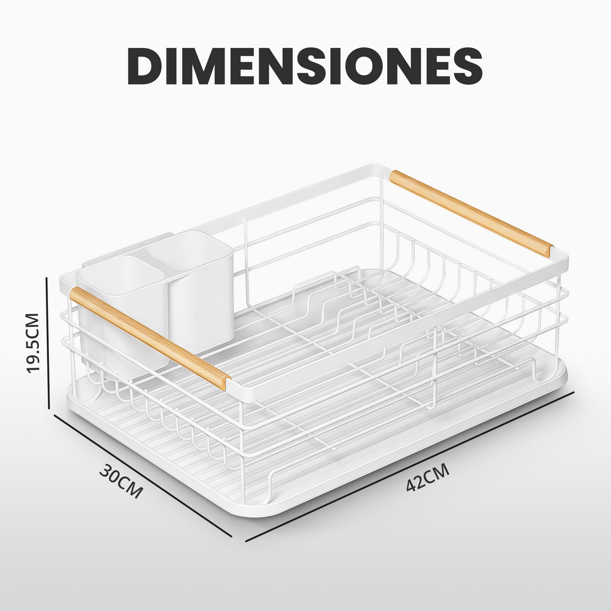 Escurreplatos con toques en madera