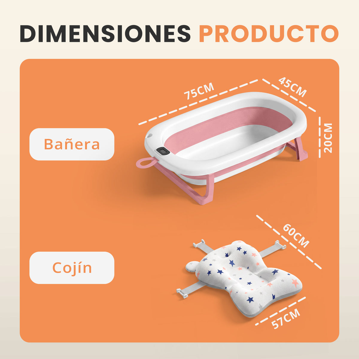 VIP - Banera plegable bebe con termometro