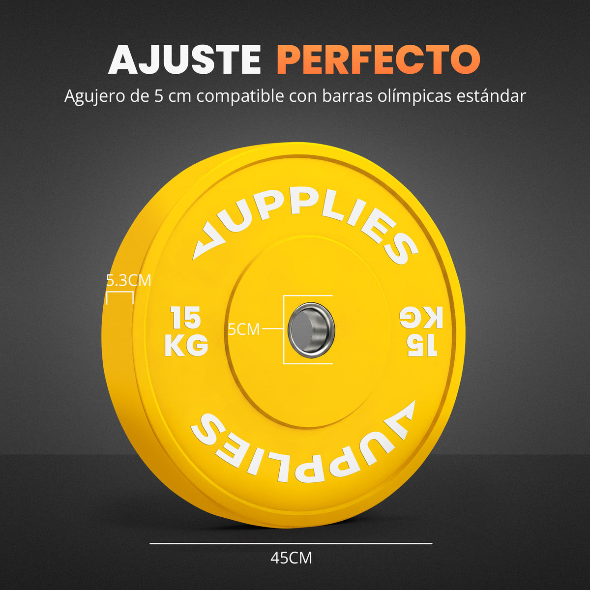 Discos olímpicos bumper de goma con buje de acero - Jupplies