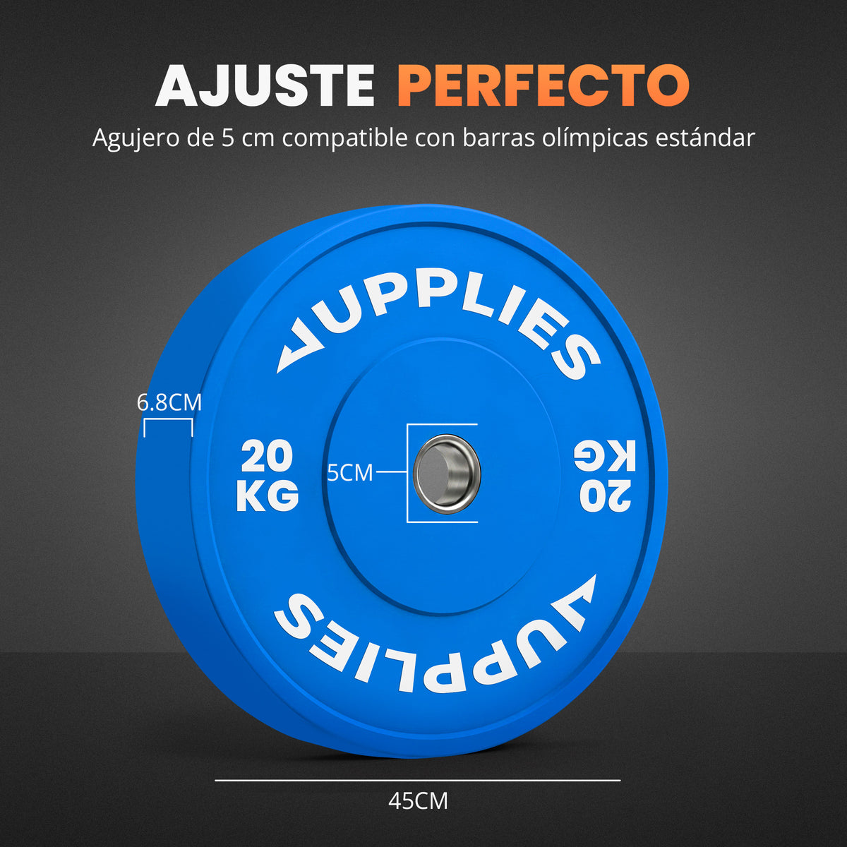Discos olímpicos bumper de goma con buje de acero - Jupplies
