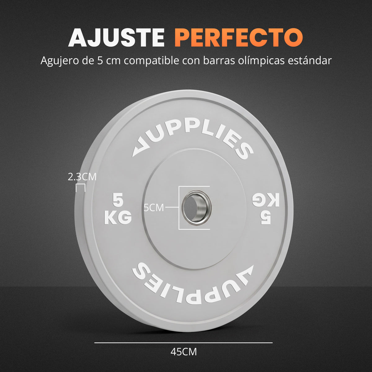 Discos olímpicos bumper de goma con buje de acero - Jupplies