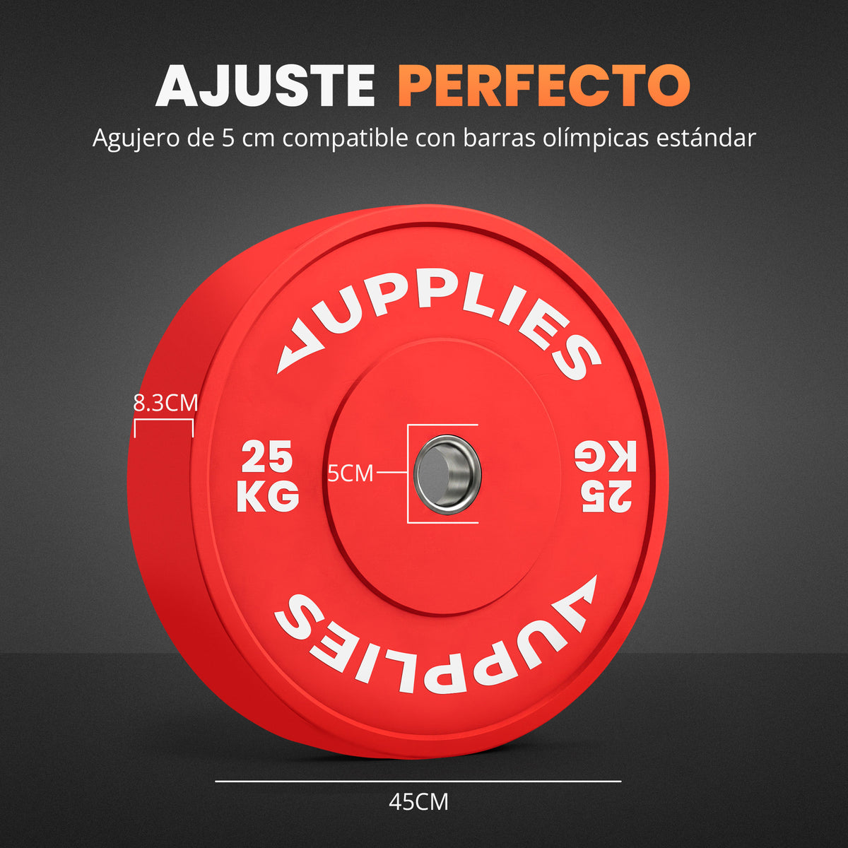 Discos olímpicos bumper de goma con buje de acero - Jupplies