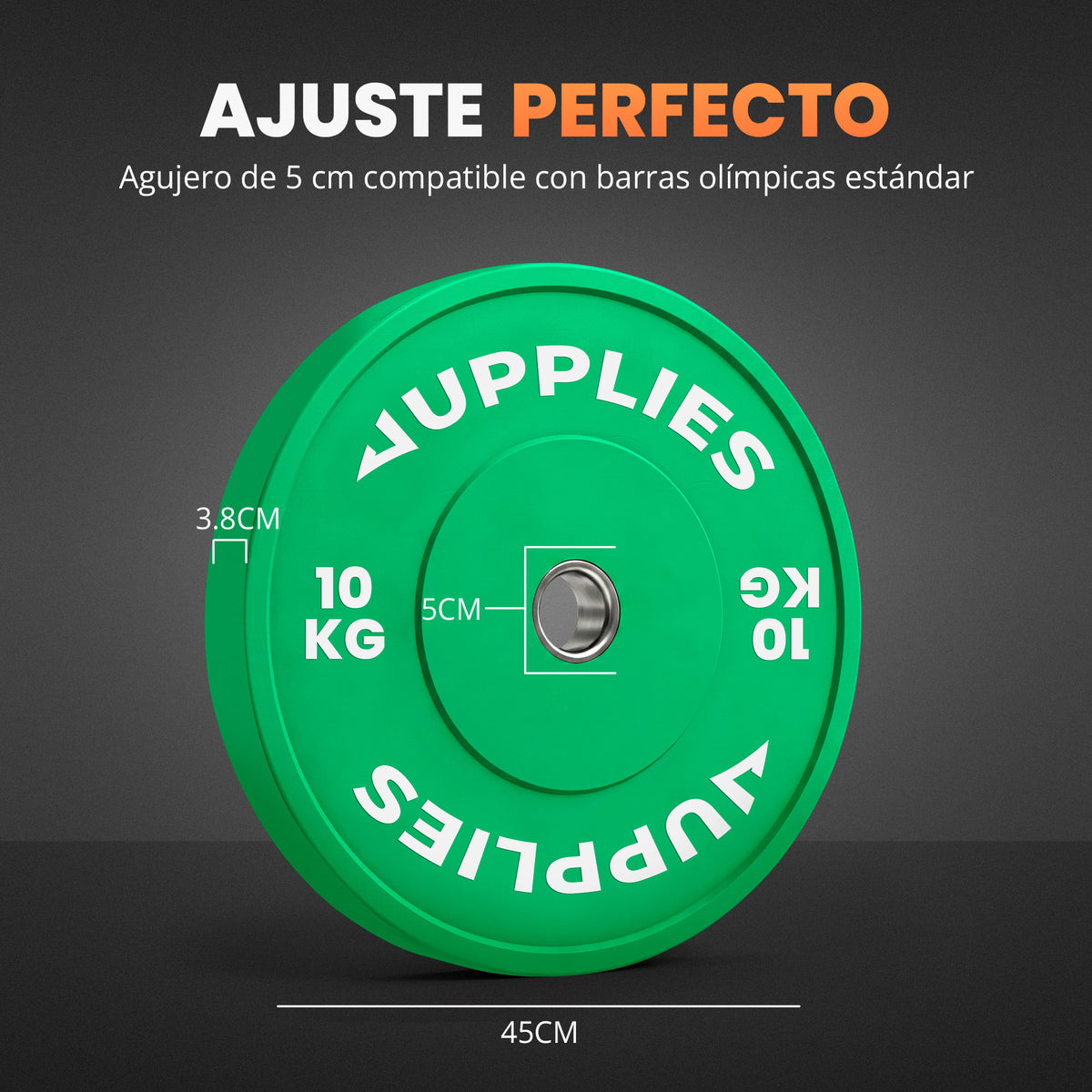 Discos olímpicos bumper de goma con buje de acero - Jupplies