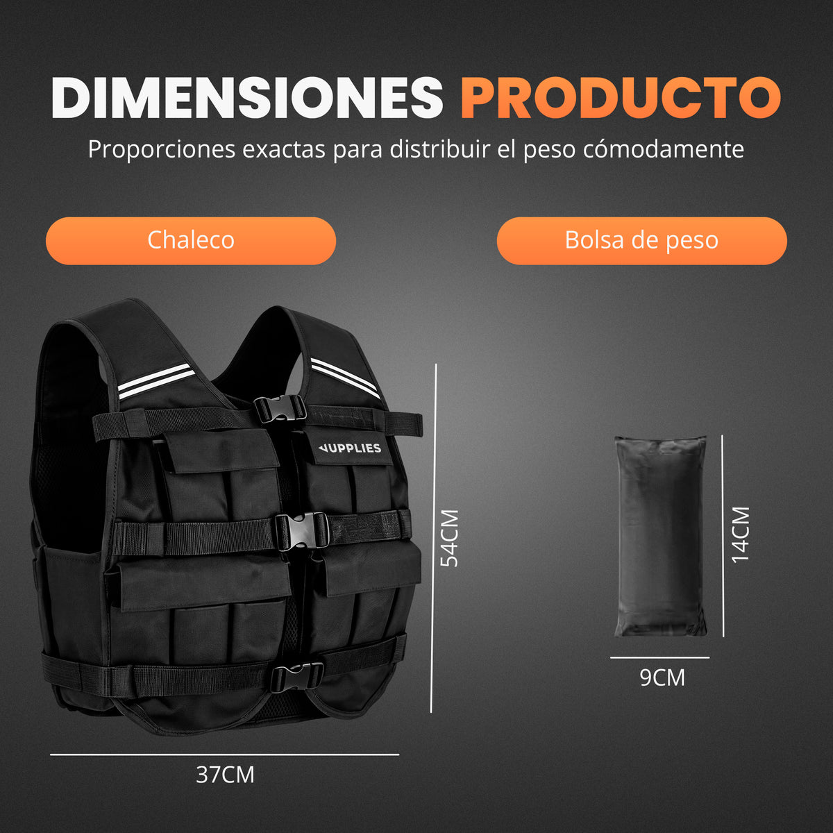 Chaleco lastrado ajustable