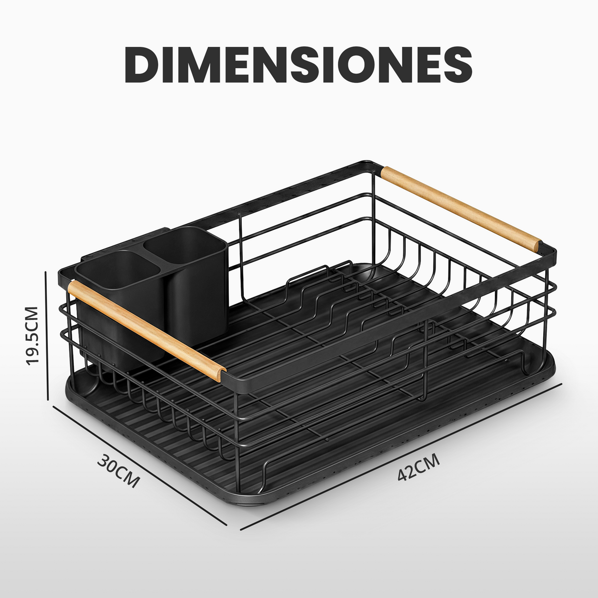 Escurreplatos con toques en madera