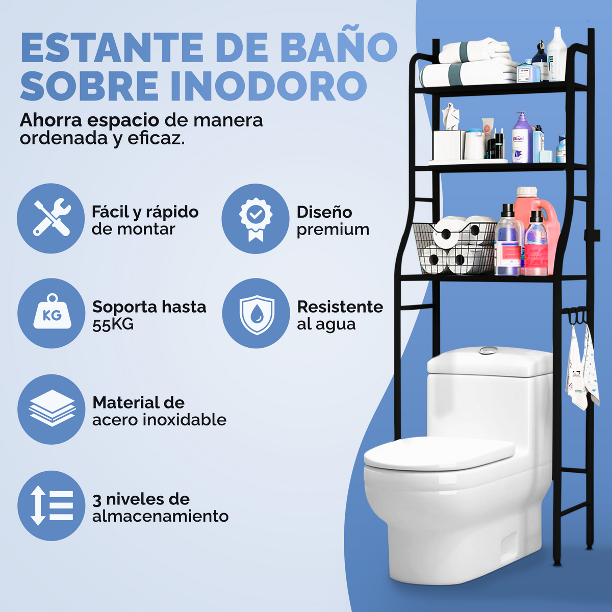 Estante sobre inodoro