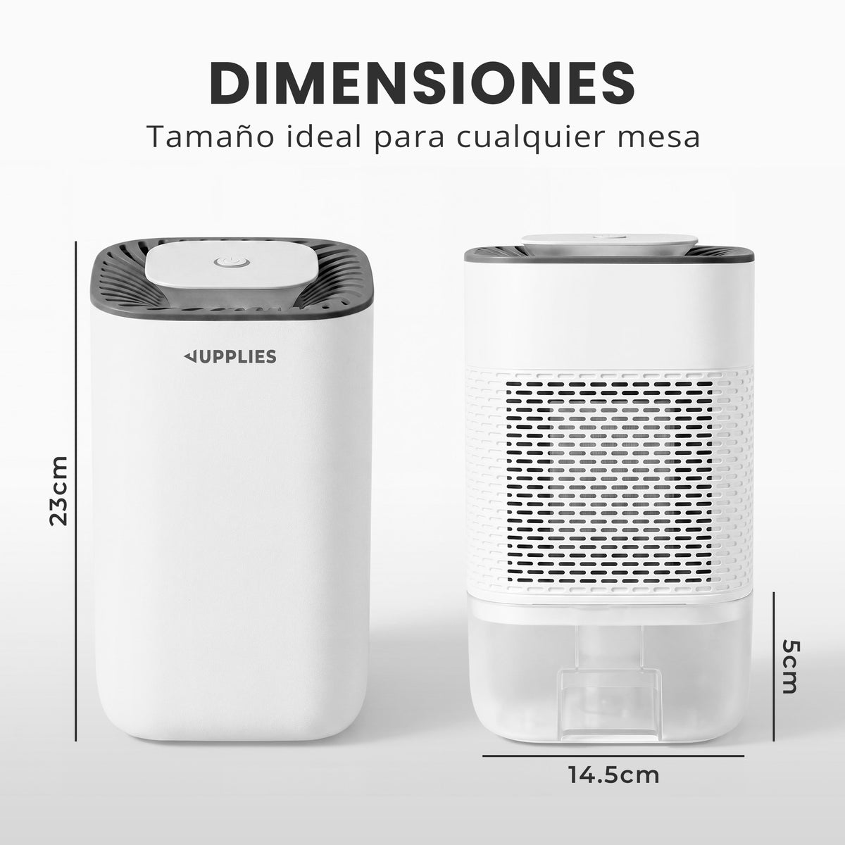 Deshumidificador silencioso 800 ml con luz LED verde - Jupplies