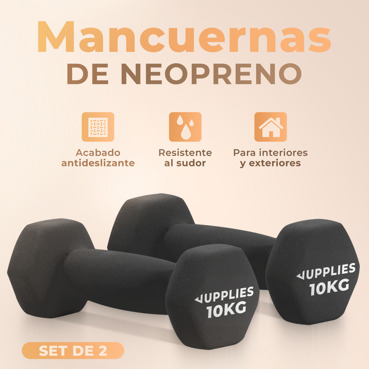 Mancuernas de neopreno - pack de 2