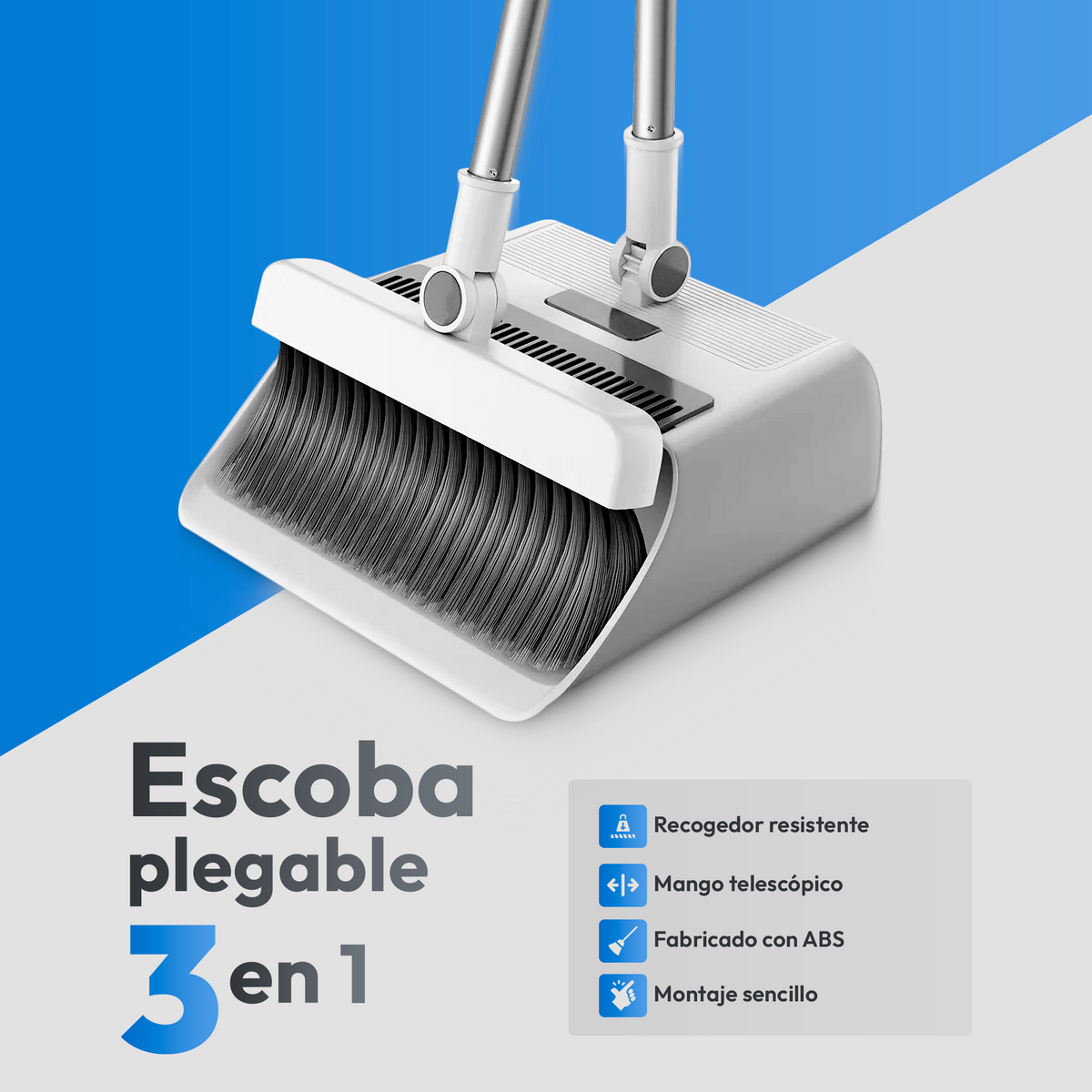 Escoba 3 en 1 - recogedor + función oculta