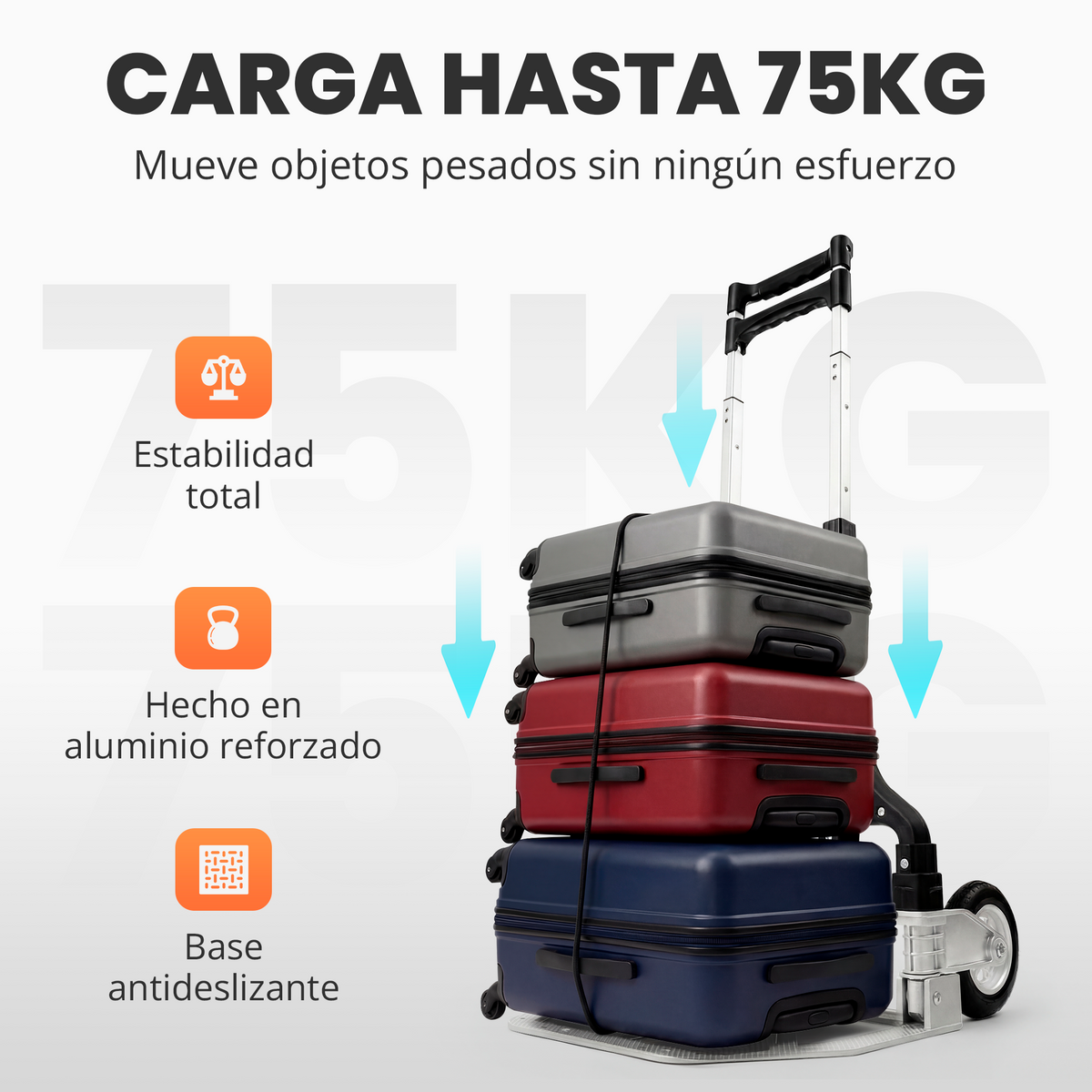 Carretilla plegable de aluminio + cuerda