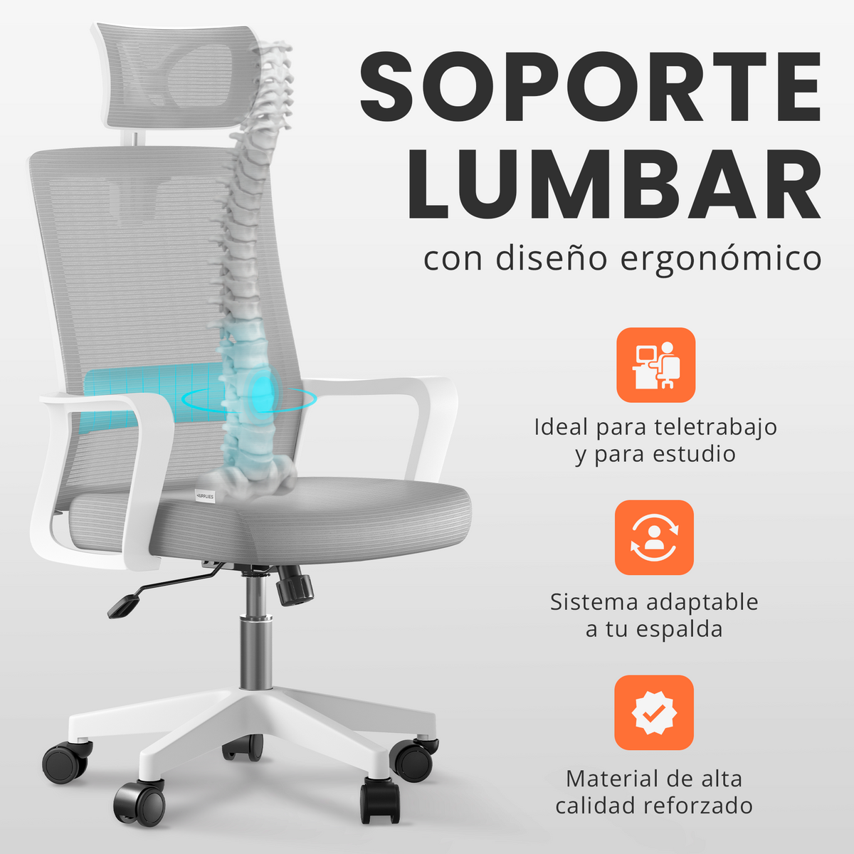 Silla escritorio ergonómica con reposacabezas