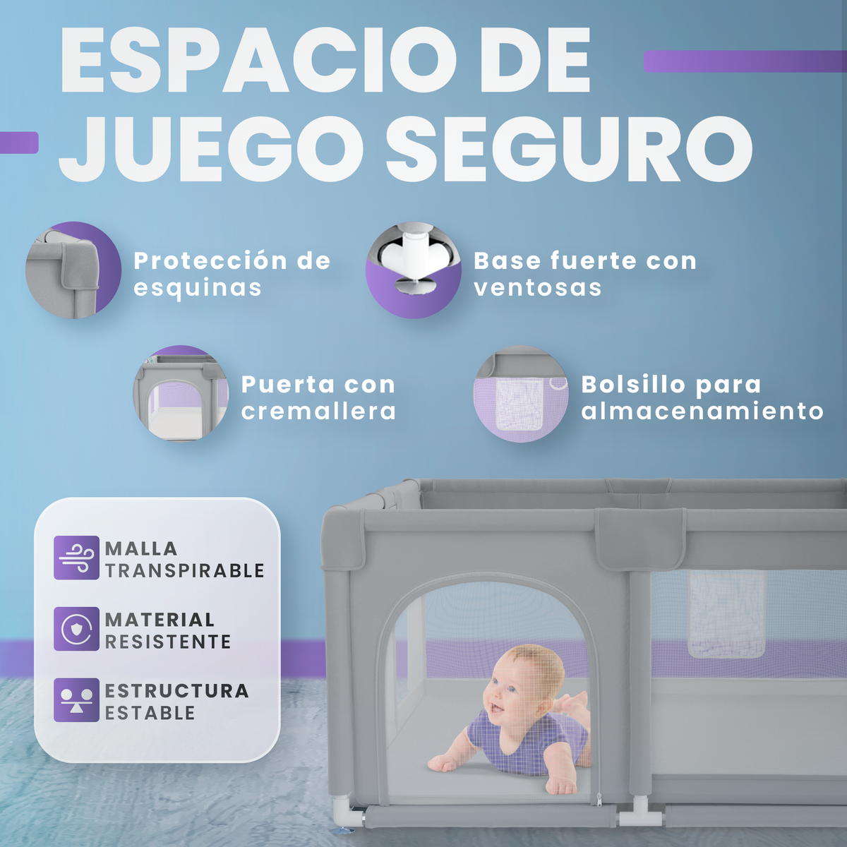Parque infantil para bebé 120x120 cm económico y plegable | sin adicionales