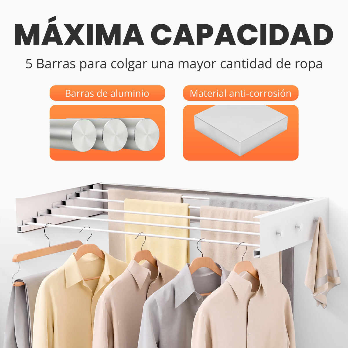 Estendal dobrável de parede com cabides - Jupplies