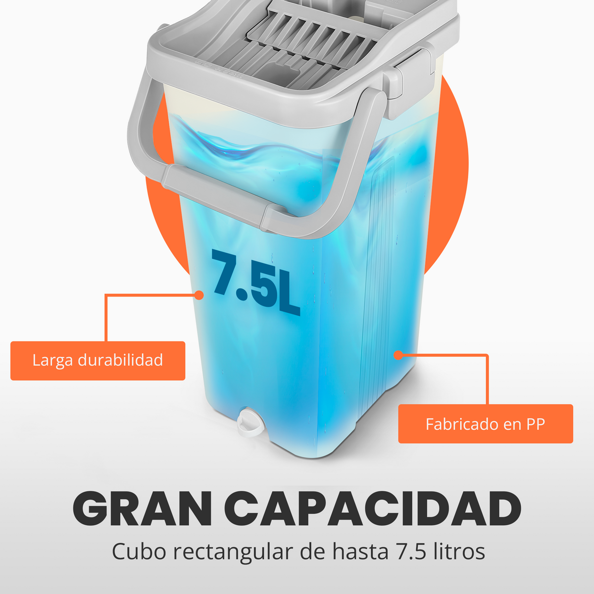 Set de mopa plana con cubo doble y repuestos de microfibra