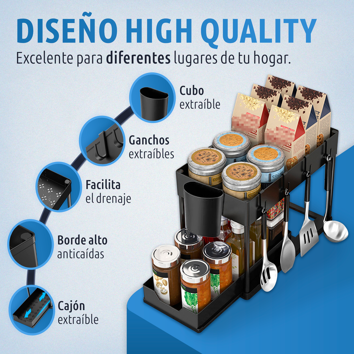 Pack de 2 organizadores para debajo del fregadero