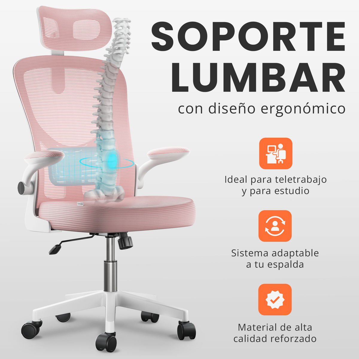 Silla escritorio ergonómica con reposacabezas y reposabrazos elevables