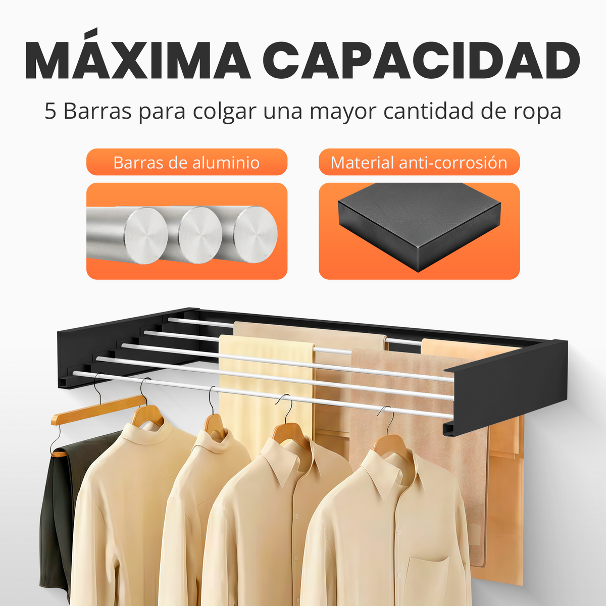 Tendedero plegable de pared - Jupplies