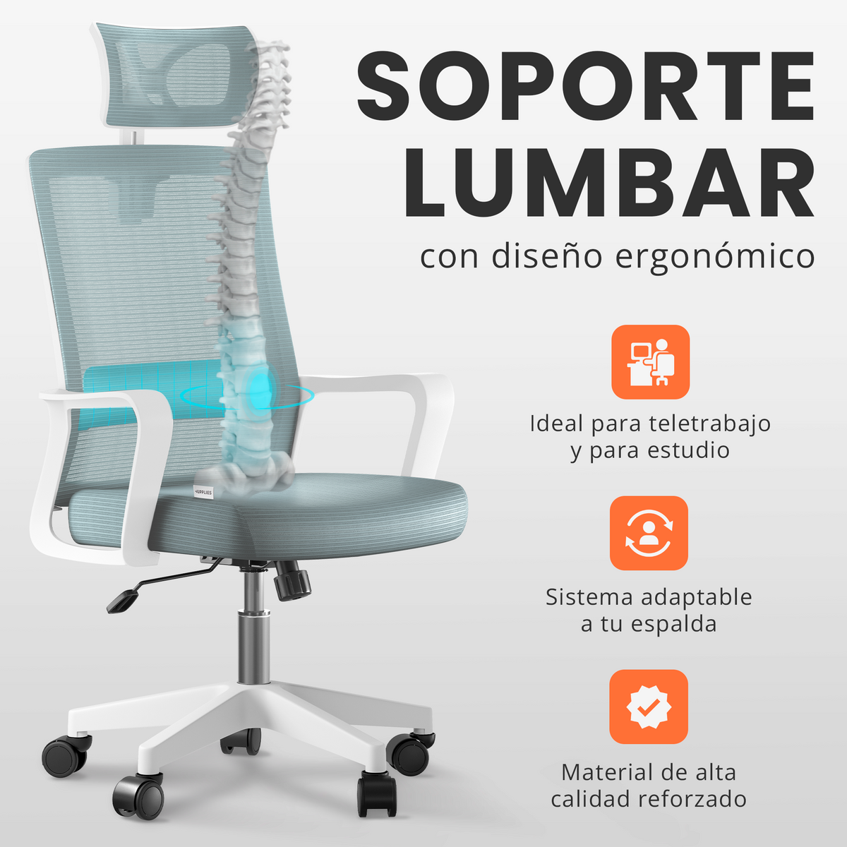 Silla escritorio ergonómica con reposacabezas