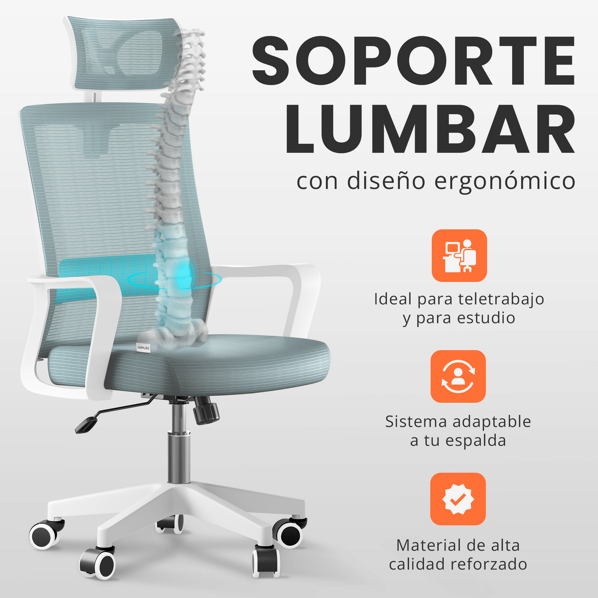 Silla escritorio ergonómica con reposacabezas
