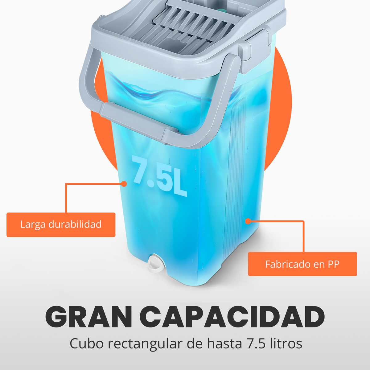Set de mopa plana con cubo doble y repuestos de microfibra