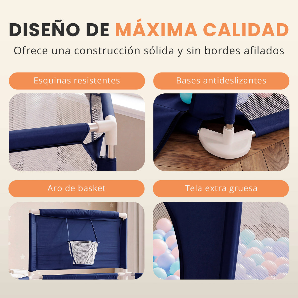 Parque bebé hexagonal compacto con malla transpirable | modelo para espacios reducidos