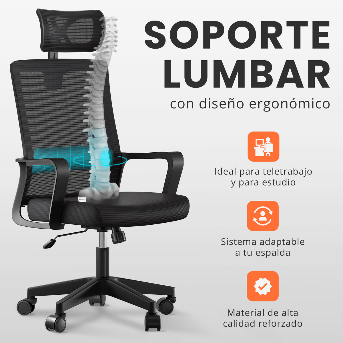 Silla escritorio ergonómica con reposacabezas