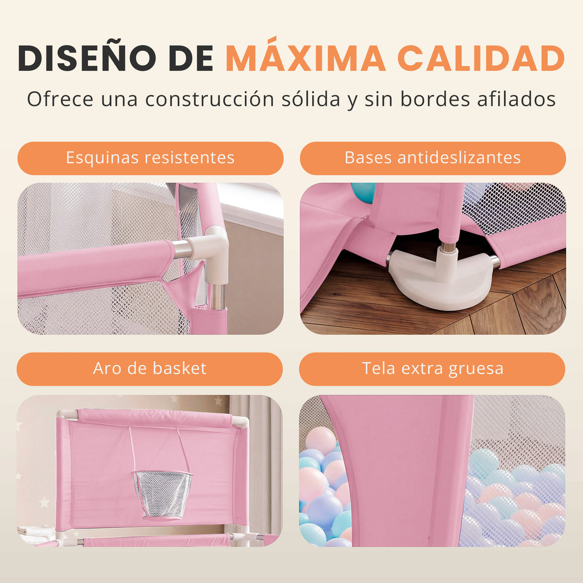 Parque bebé hexagonal compacto con malla transpirable | modelo para espacios reducidos