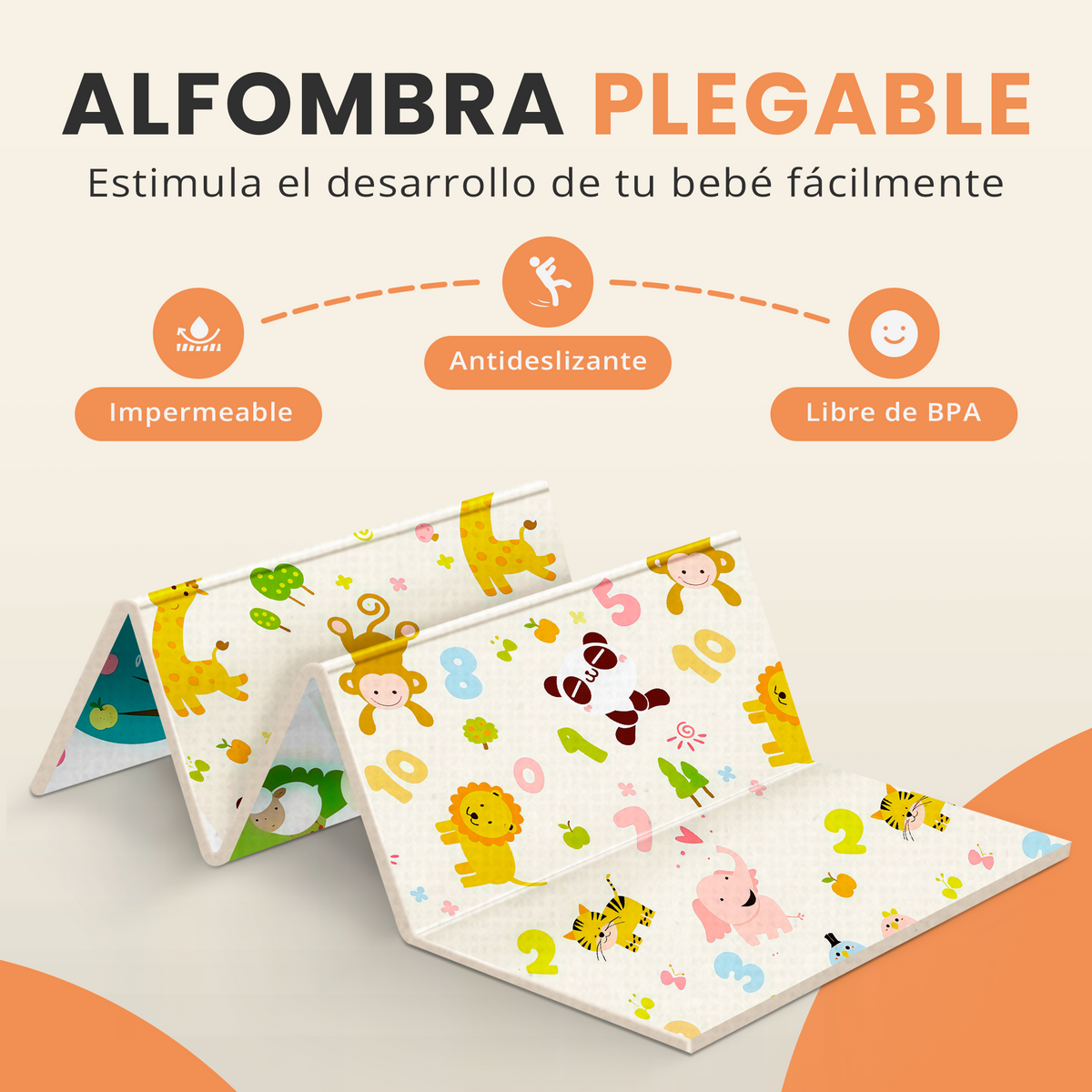 Alfombra bebé acolchada plegable (200x180cm y 1cm grosor) - Jupplies