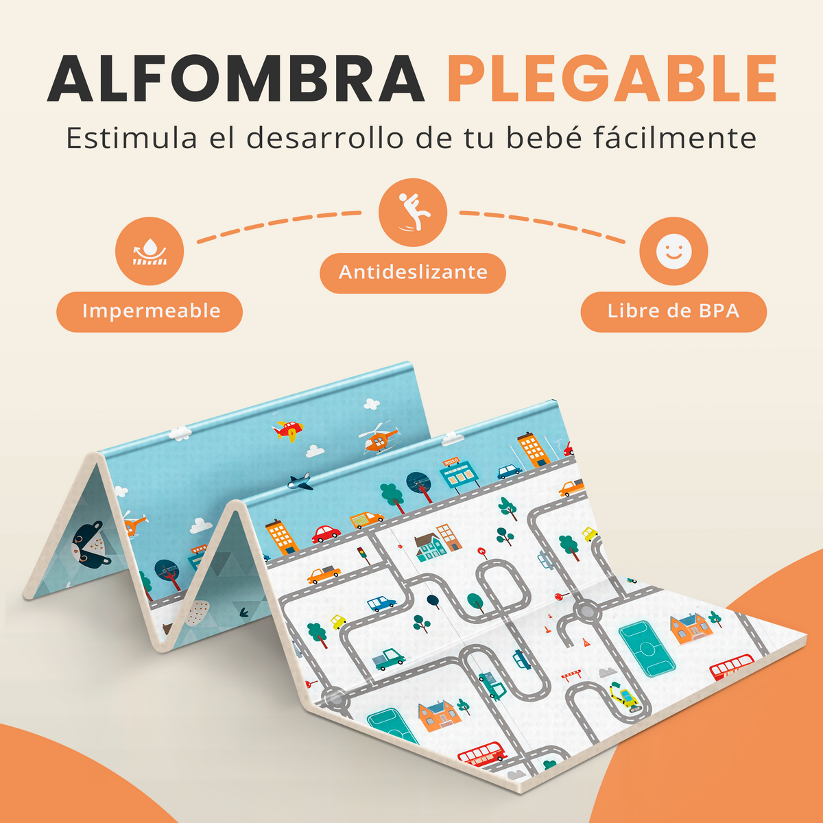 Alfombra bebé acolchada plegable (200x180cm y 1cm grosor) - Jupplies