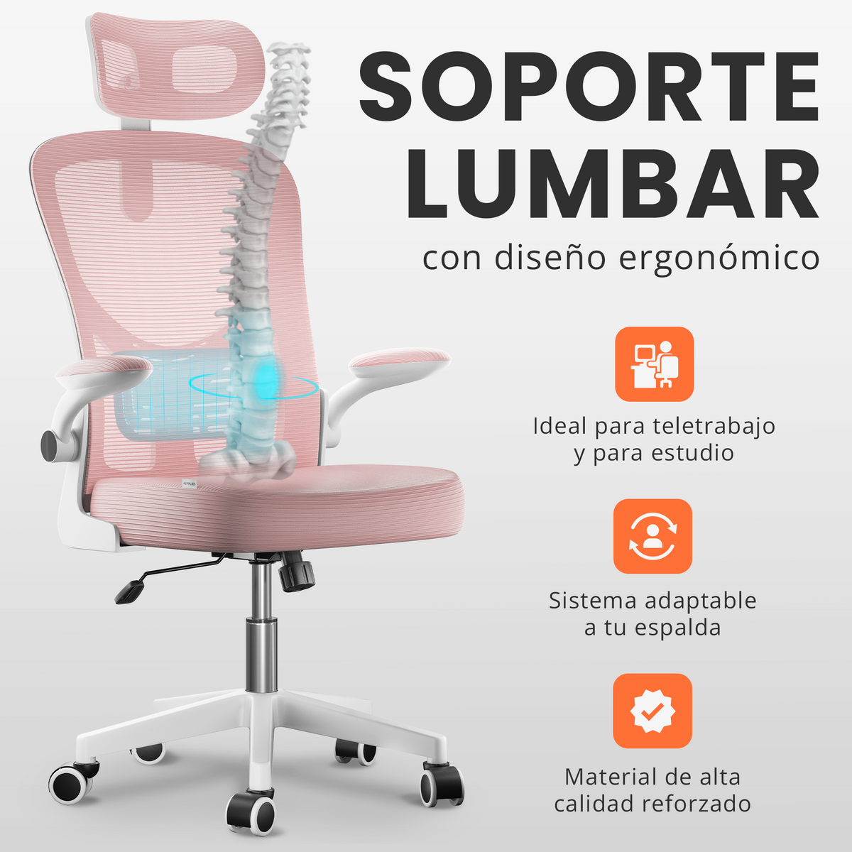 Silla escritorio ergonómica con reposacabezas y reposabrazos elevables