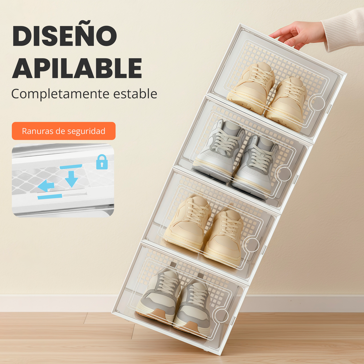 Cajas de zapatos apilables