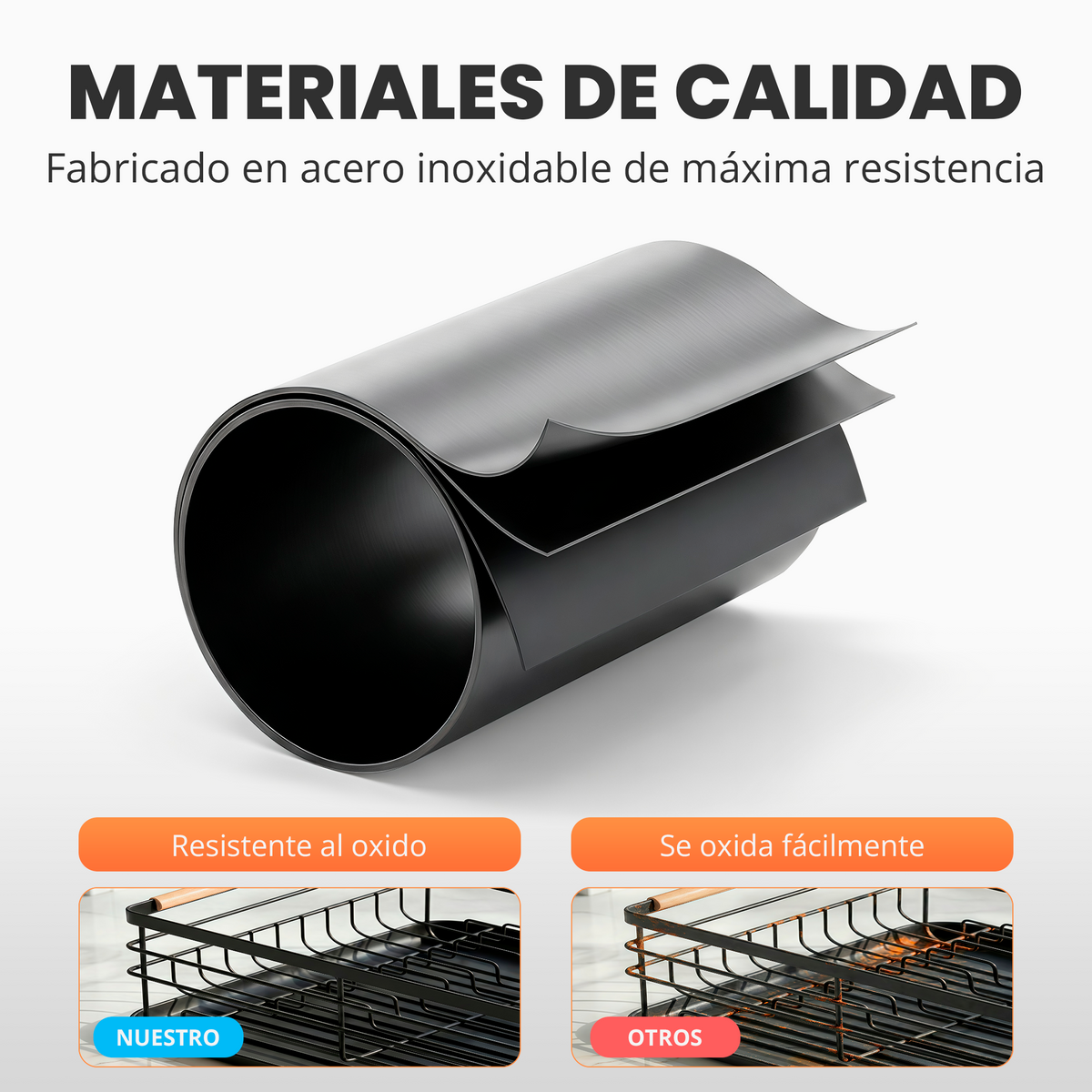 Escurreplatos con toques en madera