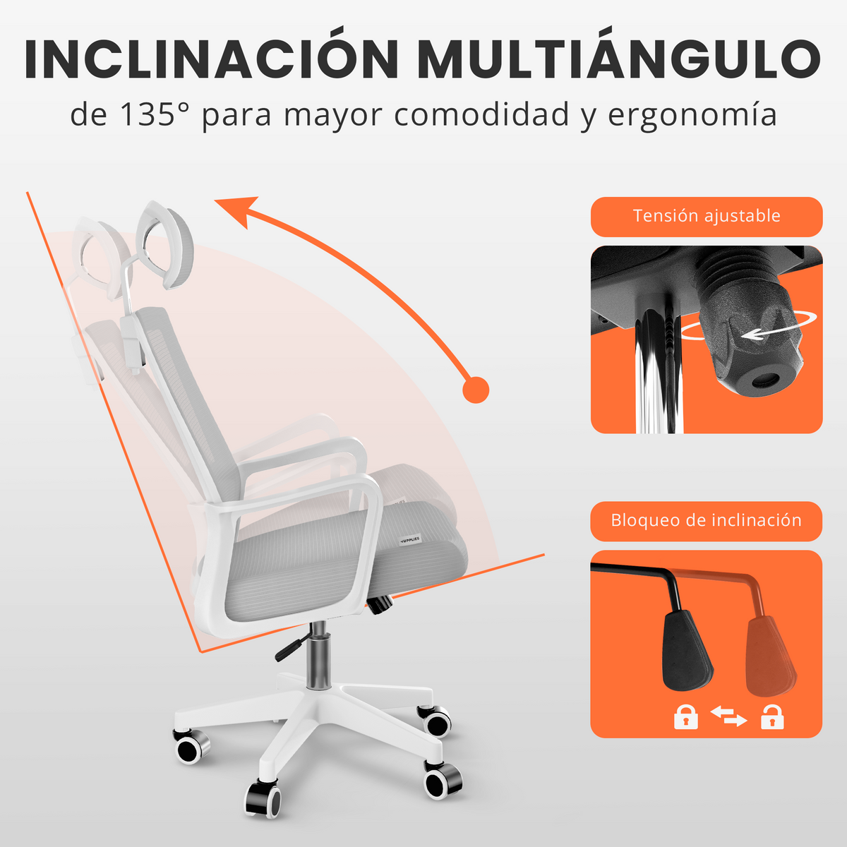 Silla escritorio ergonómica con reposacabezas